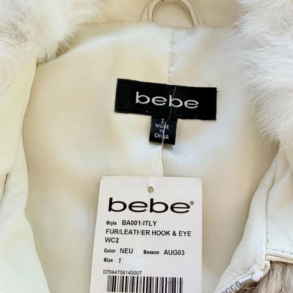 NWT Vintage Y2K Bebe Real Rabbit Fur & Leather Jacket - Size S - Picture 7 of 9